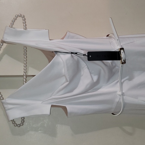 BLACK HALO☆ Cap- Sleeve Belted wide-leg Jumpsuit - Picture 6 of 14